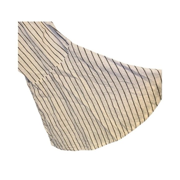 Chaps Black White Striped Linen Blend Bell Sleeve Button Up Blouse Top Plus XXL - Picture 4 of 11